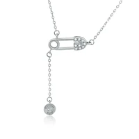 micro inlaid simulation diamond paper clip s925 sterling silver necklace female retro tassel clavicle clavicle chain