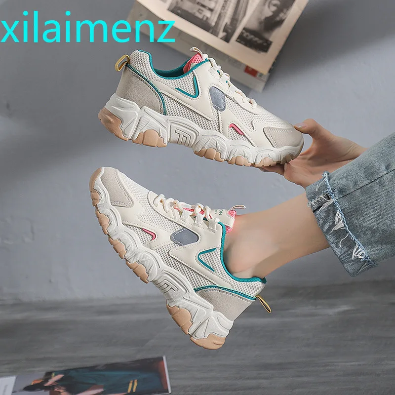 

NEW Women Chunky Sneakers Vulcanize Shoes Korean Fashion New Female Black White Platform Thick Sole Running Casual Shoe Woman
