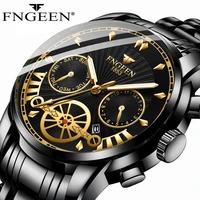 fngeen creative design watches men luxury casual quartz wristwatch stainless steel sport watch male clock reloj hombre 4560