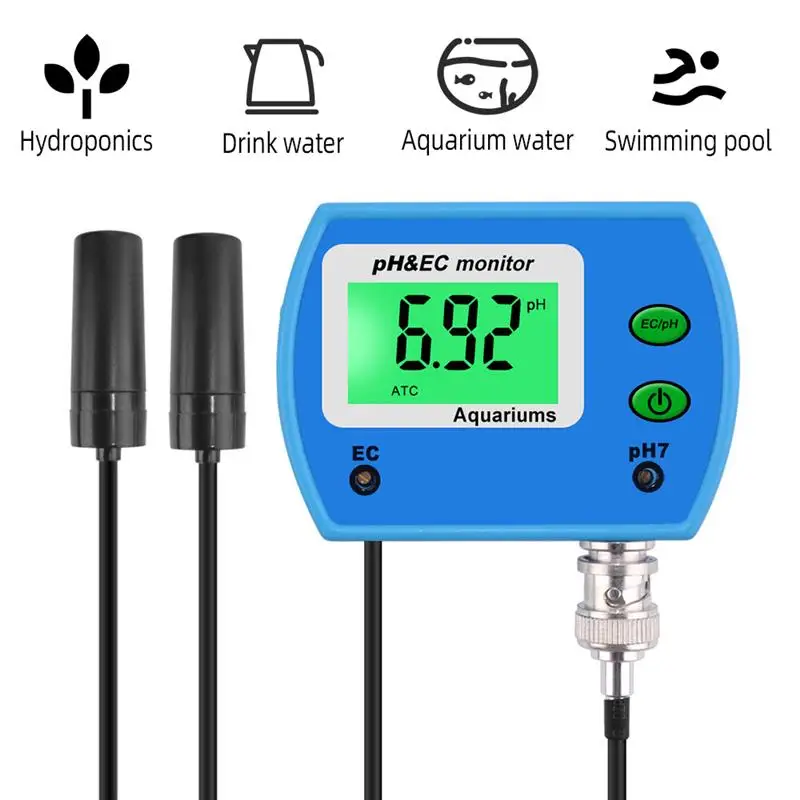 

Профессиональный многопараметрический монитор качества воды 2 в 1 pH метр EC Измеритель для аквариума онлайн pH / EC Монитор кислотометр