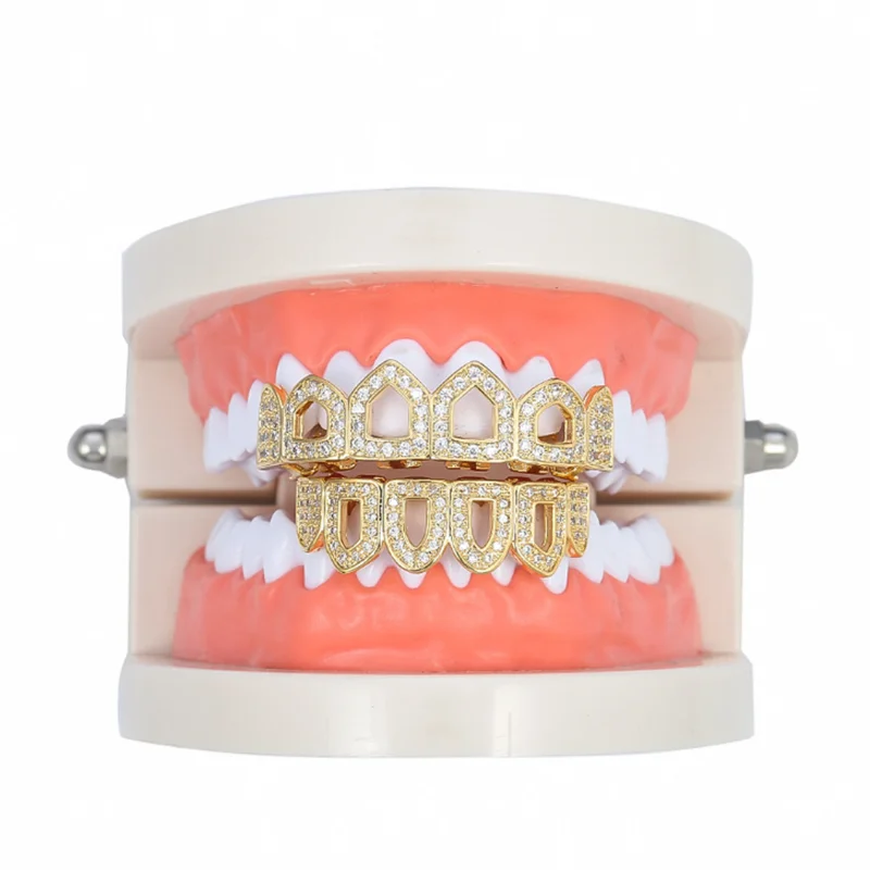 Полые Зубные коронки в стиле хип-хоп с фианитами панковские насадки для зубов