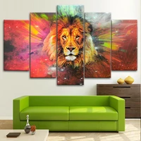 no framed wild lion galaxy 5 piece wall art canvas print posters paintings painting living room home decor pictures