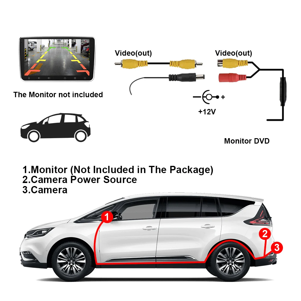

DC 12V Parking Assistance Kit Car Rear View Camera Night Vision HD Lens Fisheye For Android DVD Player 170 Wide Angle 1280x720