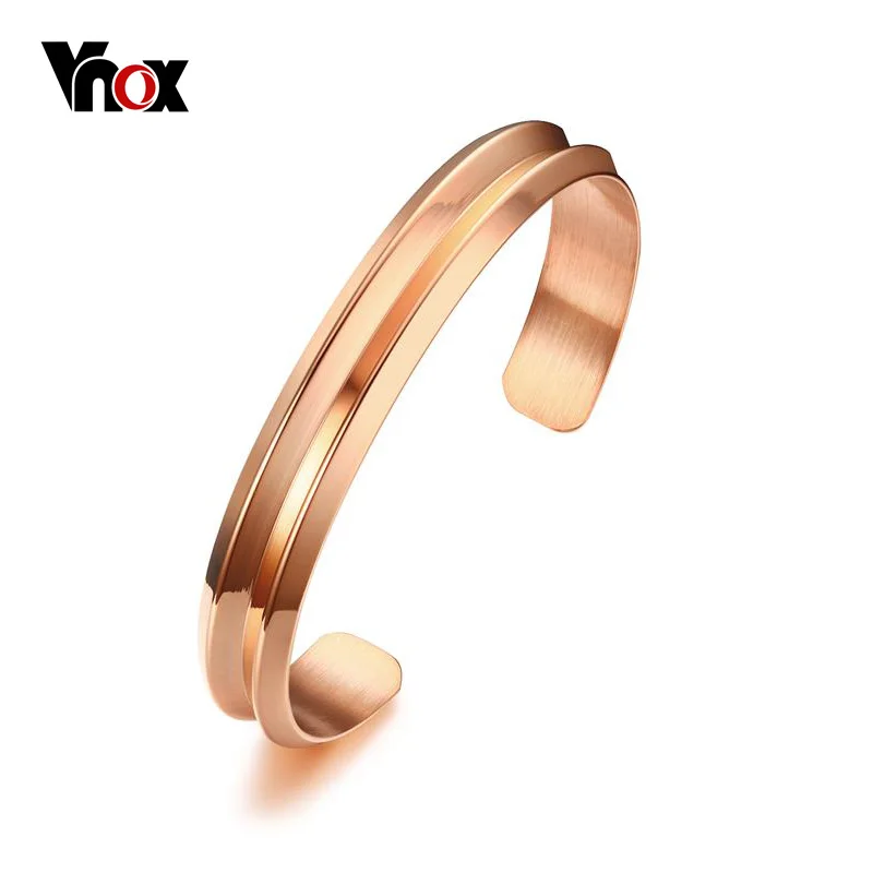 Vnox Мода Femme Браслеты розовое золото цвет открытым на запястье для Для женщин