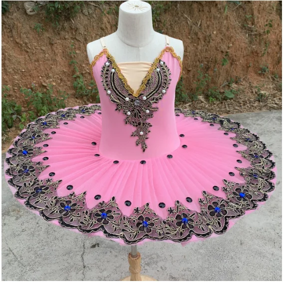 

Pink Ballet Tutus For Girls Child Swan Lake Ballet Dress Dance Clothes Pancake Ballerina Figure Skating Dress