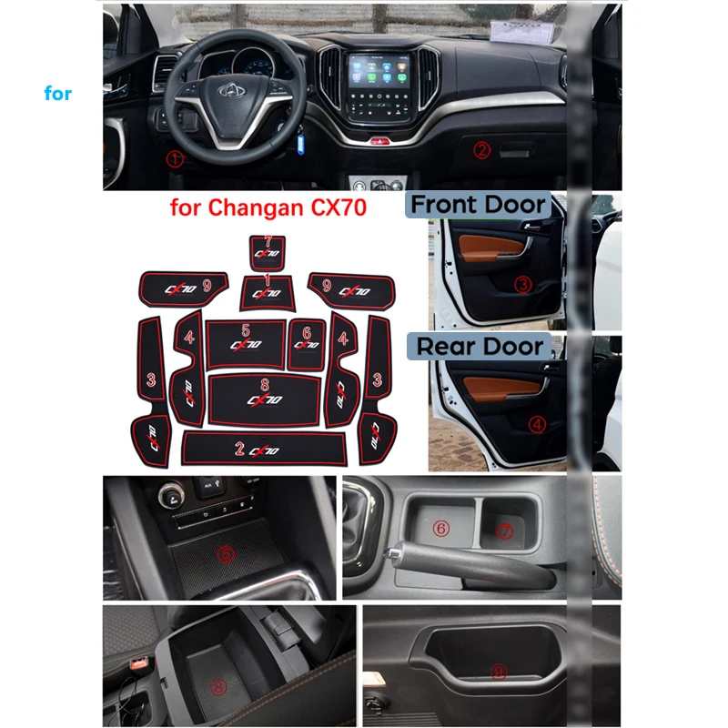 Противоскользящий резиновый подстаканник со слотом для ворот Changan CX70 2016 ~ 2019
