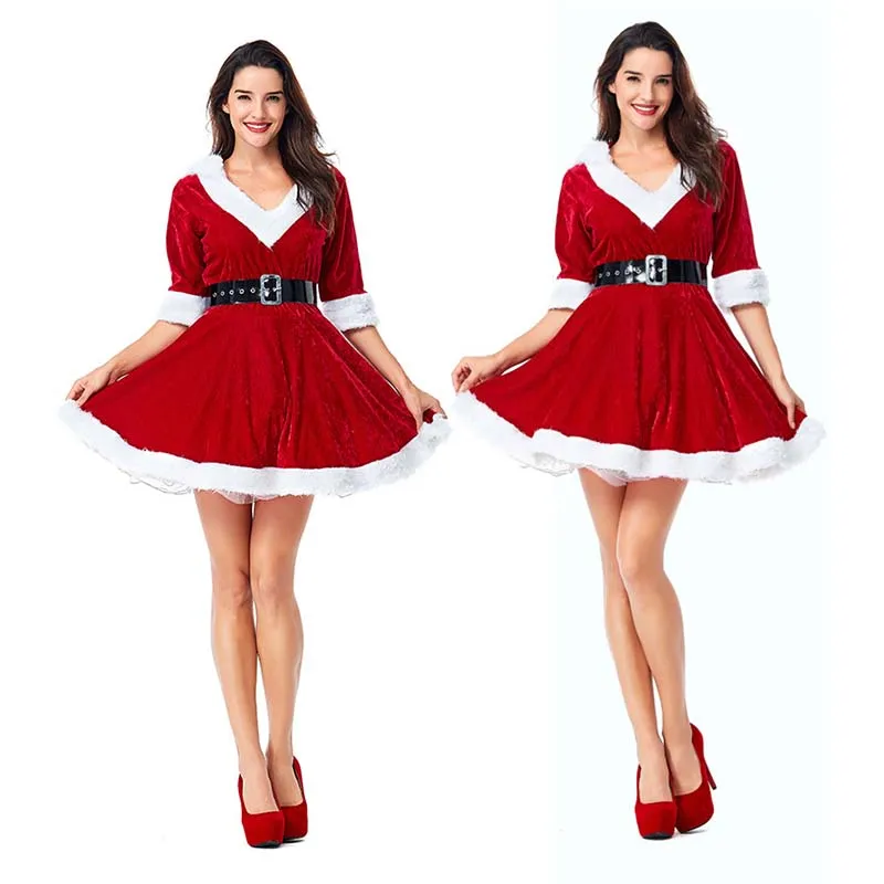 Костюмы Miss Santa Claus женские рождественские платья для вечеринки костюм взрослых с