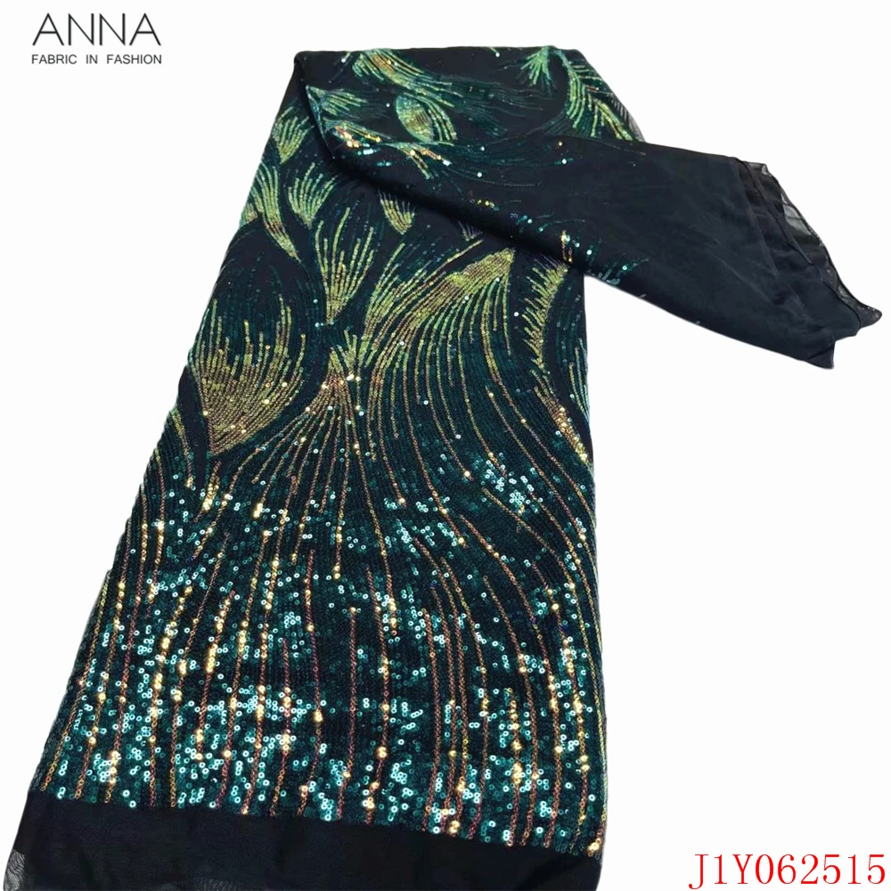 

Anna 2021 fashion african lace fabric embroidery with sequins elastic design french net laces nigerian fabrics 5 yards for dress
