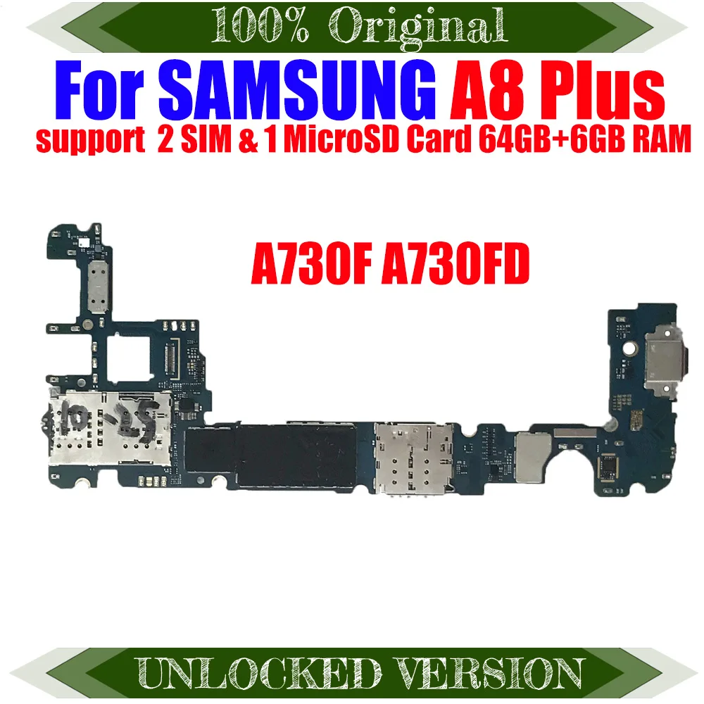 Оригинальная разблокированная материнская плата для Samsung Galaxy A8 PLUS 2018 A730 A730F/DS A730F с