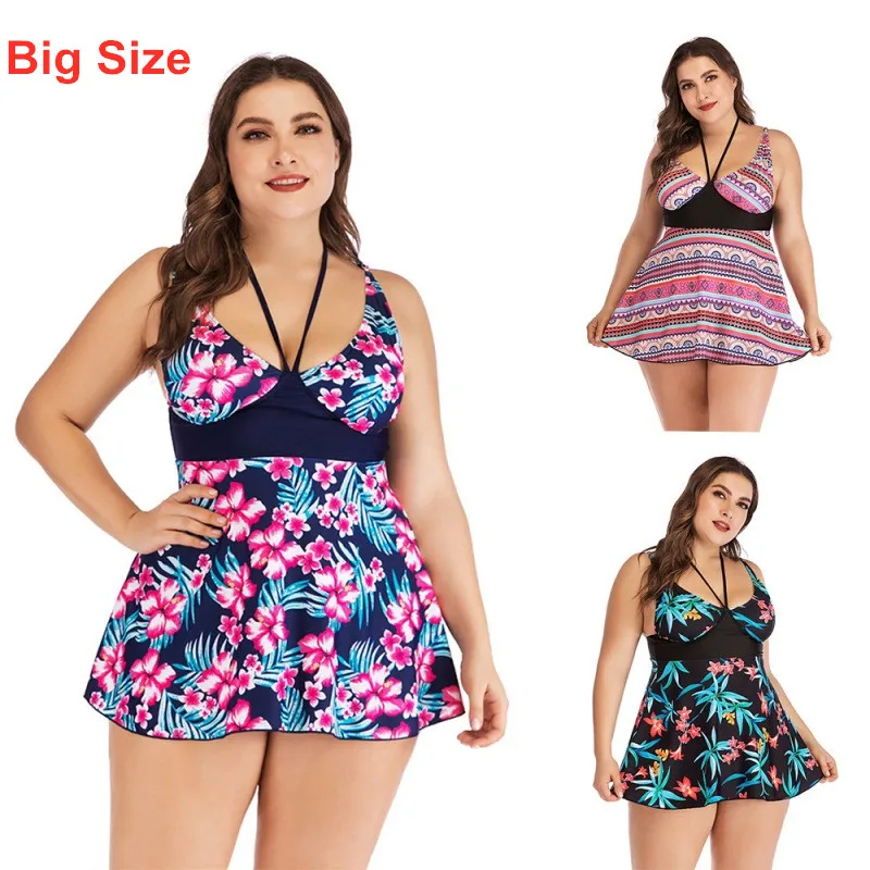 Большой Размеры купальник Для женщин пикантные летние Цветочный принт Танкини с