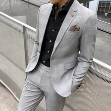 OIMG Suit suits men's small suit jacket professional fit suit casual tops groom wedding best man suits (4)