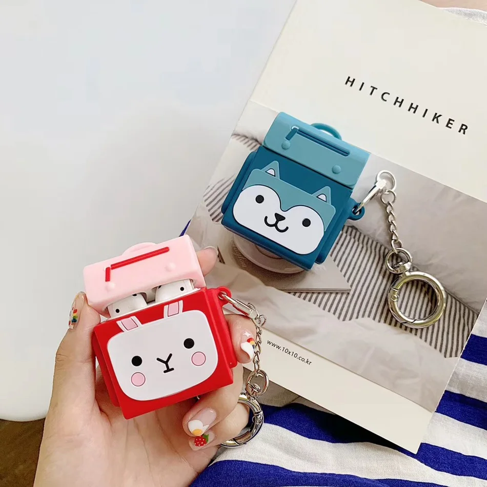 3D Bluetooth собака ТВ сумки наушники чехол для AirPods силиконовый милый мультфильм