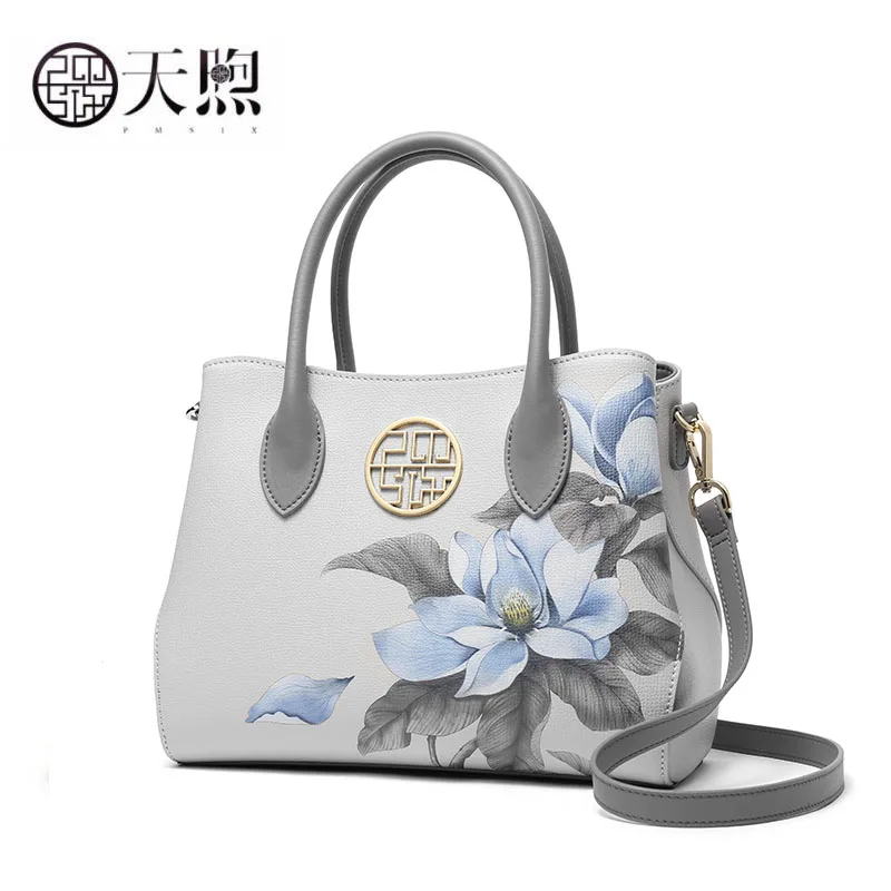 Pmsix 2020 новые женские кожаные сумки качественная сумка из воловьей кожи с принтом