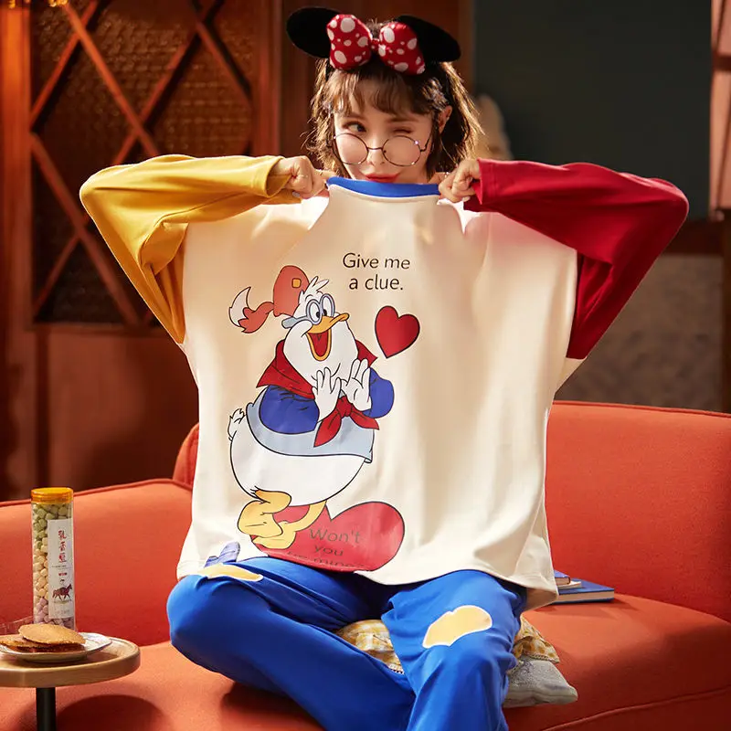Cotton Pajamas Women's Long-sleeved Spring and Autumn Cute Princess Style Cotton Home Service Suit Womens Two Piece Sets