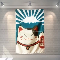 japanese ukiyo e lucky cat banners hanging flag tapestry wall sticker cafe restaurant locomotive club live background decoration