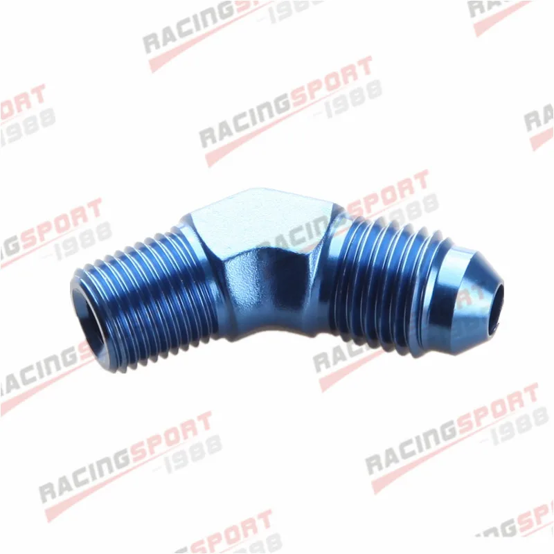 

New 6AN AN-6 To 3/8" NPT 45 Degree Male Fitting Adapter Aluminum Alloy Blue