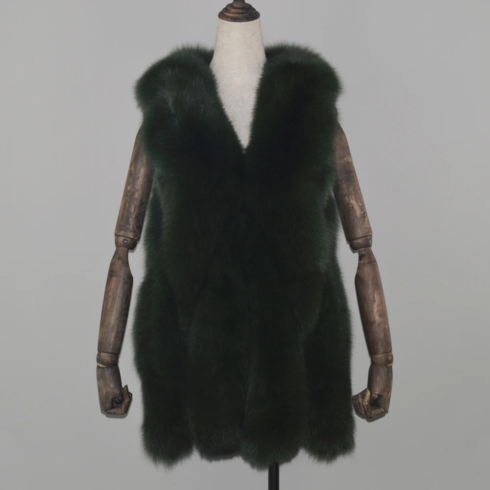 Лидер продаж женский жилет из натурального Лисьего меха зимний лисьего 100% пальто