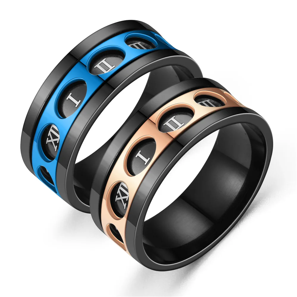 

Aroutty Titanium Stainless Steel Roman Numerals Ring Rotation Depressurize Rings For Men Women Fashion Ring Jewelry Accessories