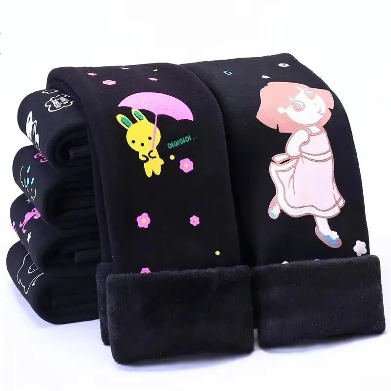 Модные теплые леггинсы для девочек детская одежда с рисунком маленьких зимние