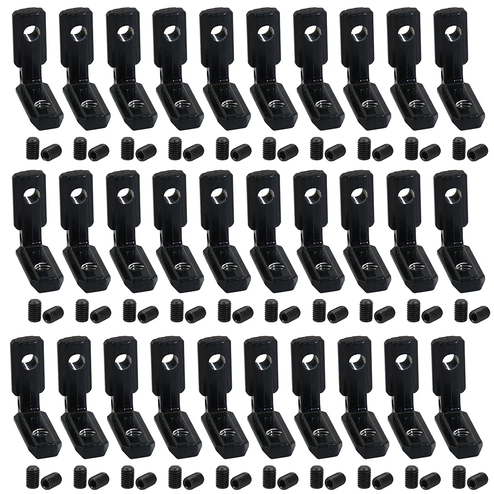 

10pcs 20pcs 50pcs 20s L Shape Black Inner Corner Connector Joint Bracket with Screws for 2020 Aluminum Profile with slot 6mm