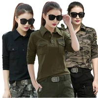 military camouflage long sleeved t shirt women loose casual clothing military uniform cotton army green tshirt top