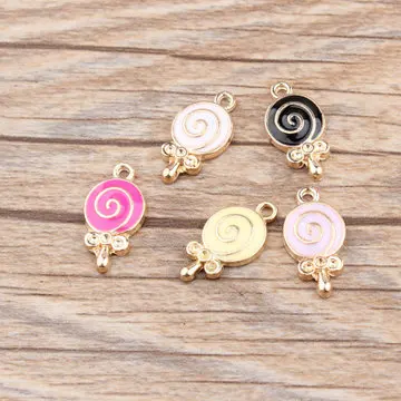 50 шт./лот леденец размер 10*19 мм подвеска из сплава с эмалью очаровательные