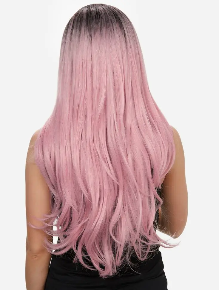 Ombre pink Wignee, длинные прямые волосы, синтетический парик для женщин, блонд, натуральные волосы средней части, Термостойкое волокно для черных/белых женщин - Цвет: Ombre pink