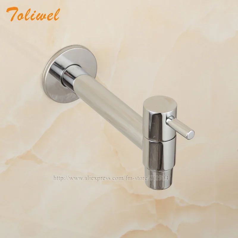extra long polished chrome laundry bathroom wetroom kitchen wall mounted sink faucet tap spigot bibcocks free global shipping