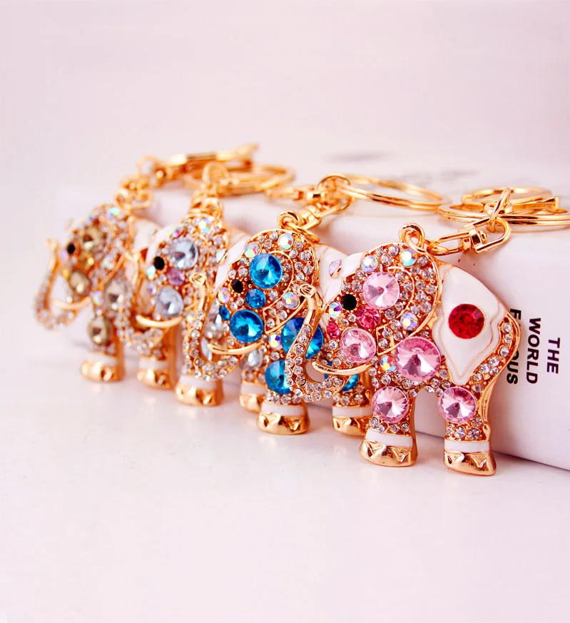 Творческий Таиланд изысканный драгоценный камень брелок для ключей со слоном с