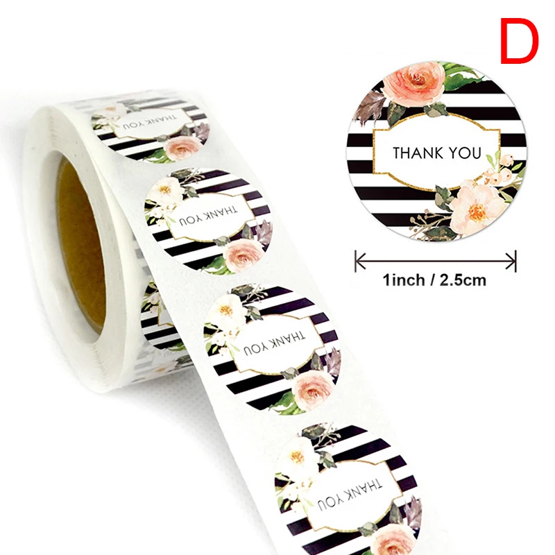 Thank You Sticker s Round Natural Kraft 500 ярлыков в рулоне милые наклейки для упаковки тортов