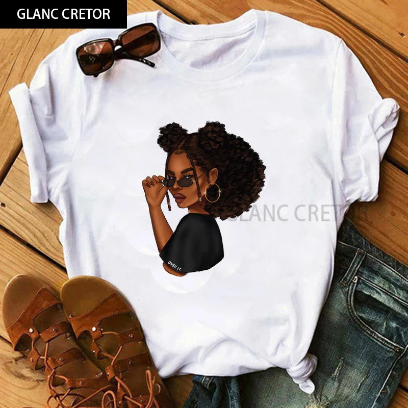 

Cool Melanin Black Girl Print Female T-shirt T Shirt Tee Shirt Femme Vogue 90s Harajuku T-shirts for Women Summer Hip Hop Tops