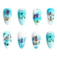 1 pcs nails stickers ocean world theme cute fish print slider nail art decorations fashion diy decals cartoon animals