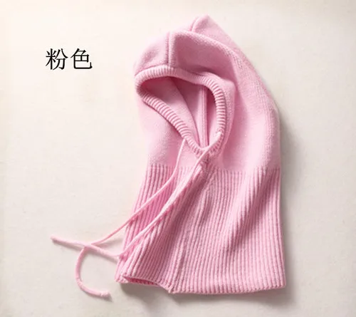 Pink Кашемировая шапка и ожерелье, вязаная шапка, защита ушей, головной убор, толстое и теплое ожерелье - Цвет: Pink