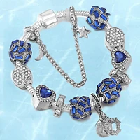 brace code new models blue starry sky charm ladies bracelet diy stars and moon accessories brand bracelet women gifts