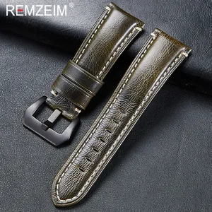 Ремешок из натуральной кожи для мужчин и женщин, браслет из воловьей кожи с масляной и вощеной воловьей кожи, синего, зеленого, красного, коричневого цветов, со стальной пряжкой, 20 22 24 26 мм