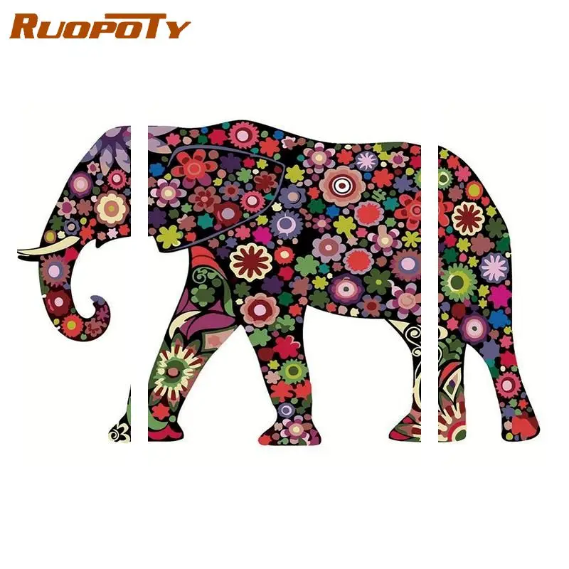 

RUOPOTY Acrylic Painting By Numbers elephant Animals Handpainted Paintings by numbers Framed Oil Paints DIY Living room decor gi