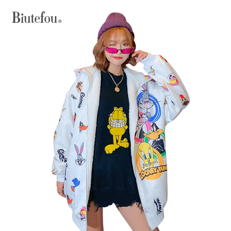 Женские толстые пальто с капюшоном модные парки из овечьей шерсти Осень зима