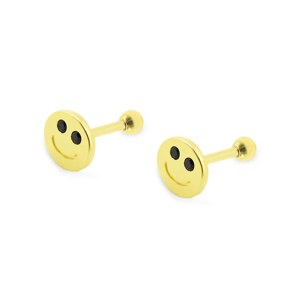 

1 Pair Cute Stainless SteelSmiling Face Piercing Earring 16G Labret Stud Best Gift For Women Girls Man Boy Body Jewelry