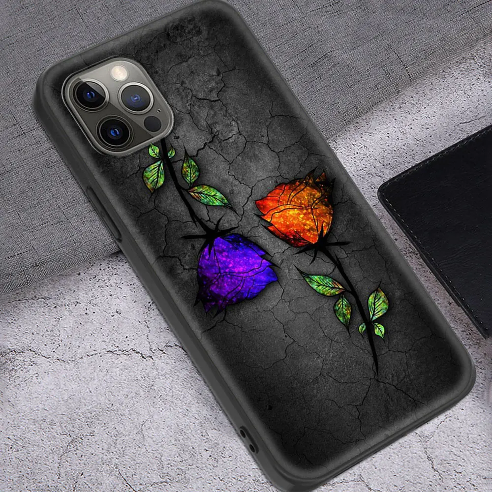 

Luxury Silicone TPU Case for iPhone 8 7 6 6S Plus 12 11 Pro MAX XR X XS MAX SE 2020 Phone Coque Shell Rose Bud