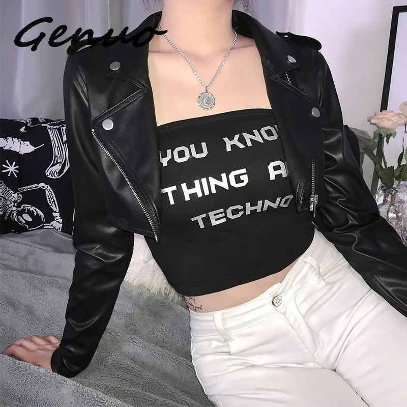 Genuo Новая Черная Меховая куртка из искусственной кожи Повседневная Байкерская