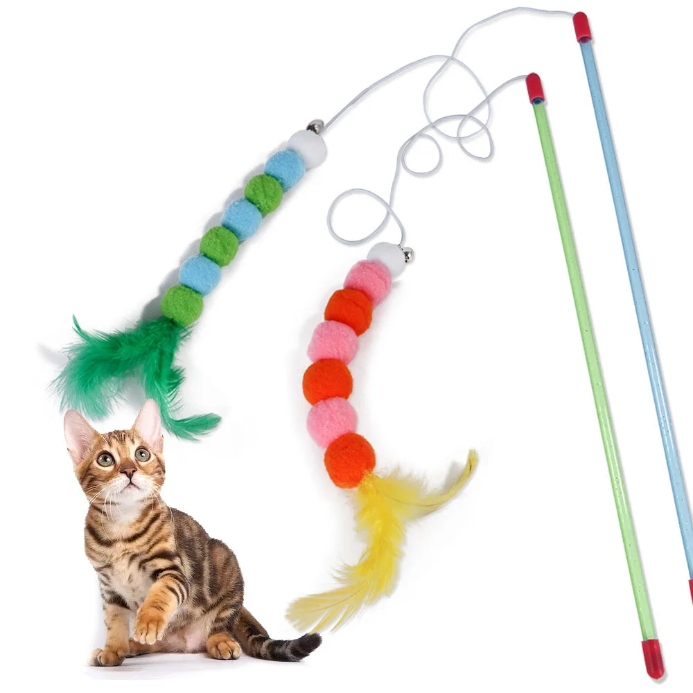 

Funny Cat Stick Cat Feather Bell Fur Ball Funny Cat Toy Cat Interactive Pet Supplies Cat Playful Toy Dropshipping