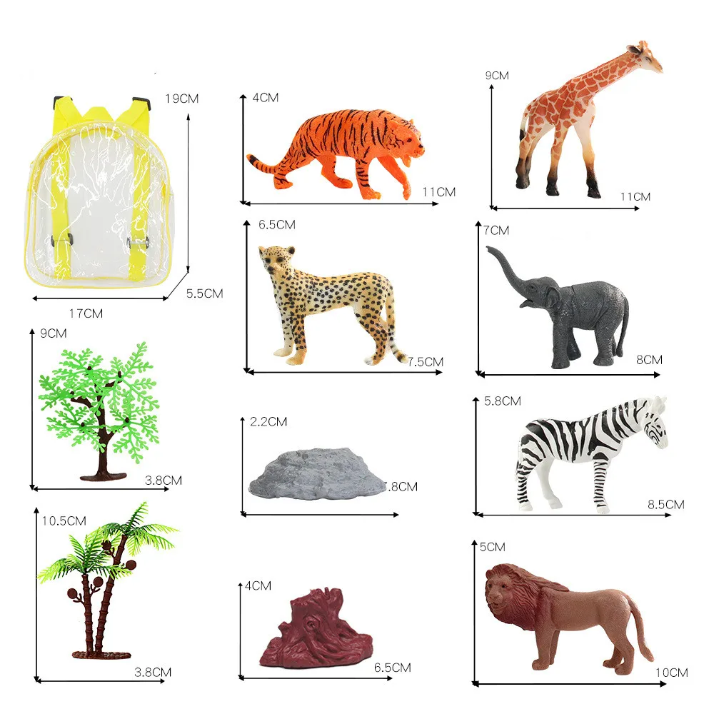 6 шт. различные модели животных в фермерском зоопарке с сумкой Леопард жираф слон