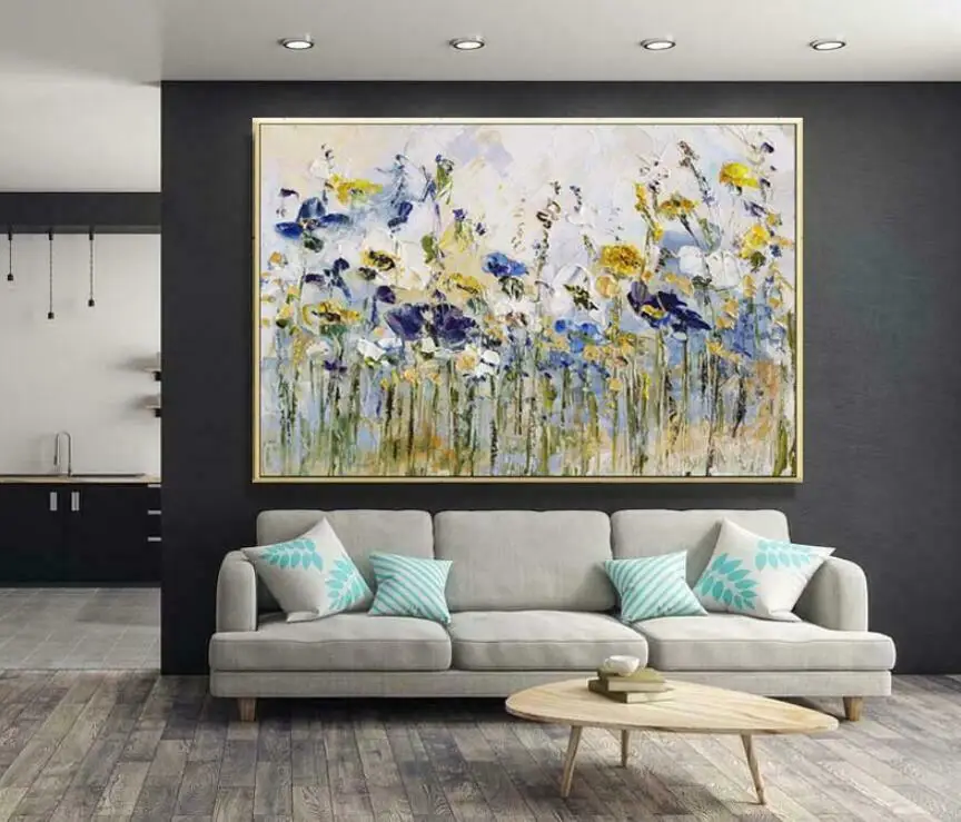 

Modern Hand-painted Abstract Oil Painting On Canvas Flowers And Plants Wall Art For Home Decro