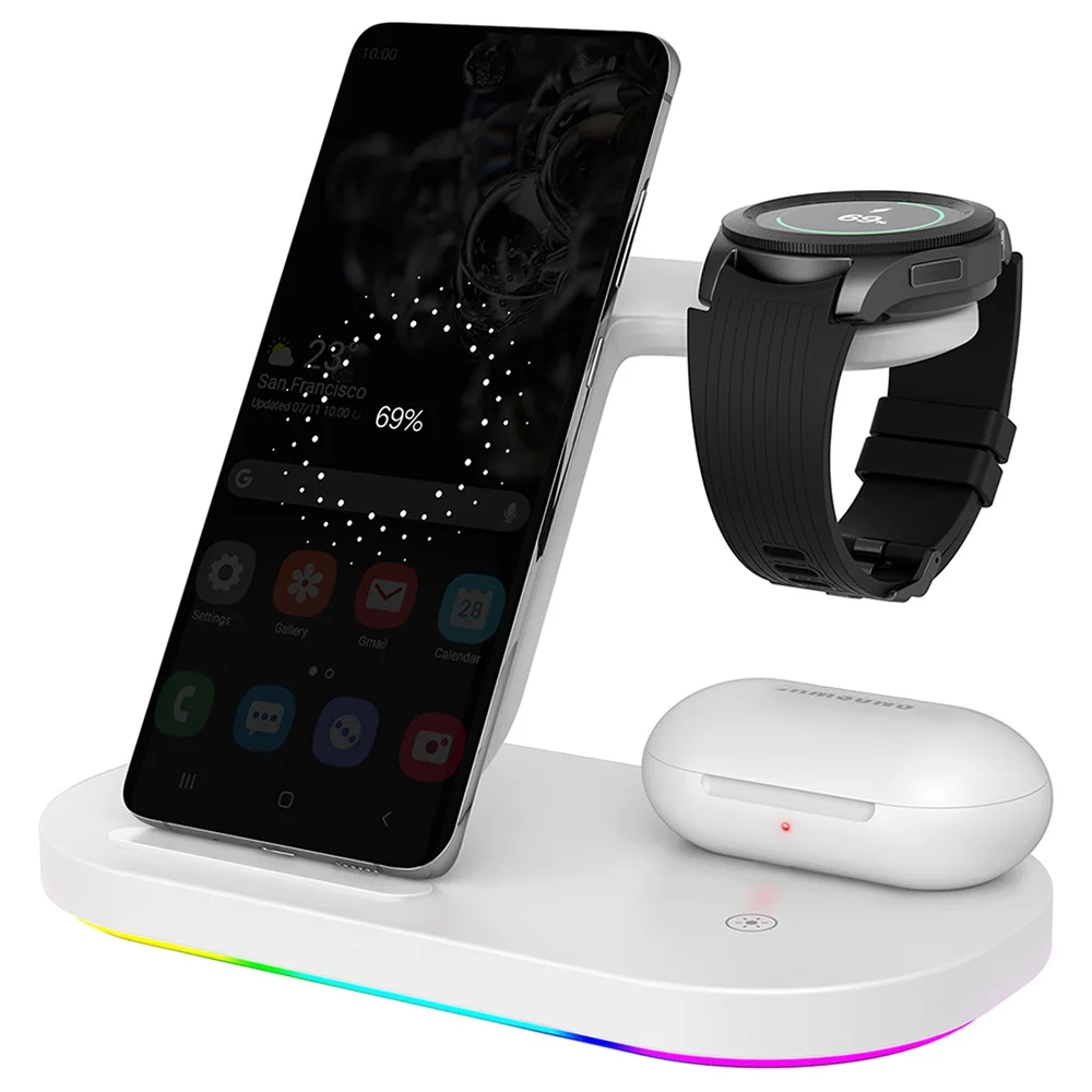 

Подставка для быстрой беспроводной зарядки (15 Вт-белый) для Apple iPhone | AirPods | Часы | Samsung Galaxy Сотовые телефоны | Наушники-вкладыши