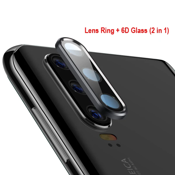Black 2in1 6D Glass Для huawei P30 Pro защита для экрана камеры+ задняя защита объектива Кольцо чехол для huawei P20 Pro задняя 2 в 1 6D закаленное стекло - Цвет: Black 2in1 6D Glass