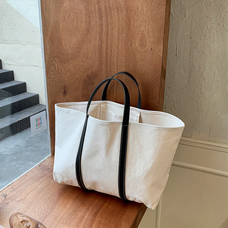 

Casual Canvas Large Capacity Tote Women Handbags Simple Lady Hand Bags Female Big Shopper Bag Students Books Bag Purses 2021