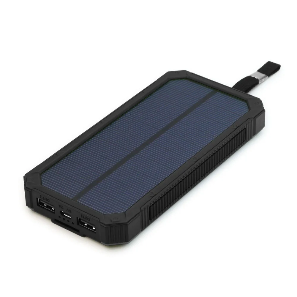 Солнечное зарядное устройство 30000 двойной USB выход солнечное зарядное устройство для iPhone 6 6s 7 8 iPhone X Xr Xs max samsung s10 Galaxy Note 8 9 10 и т. Д - Цвет: 15000mAh black