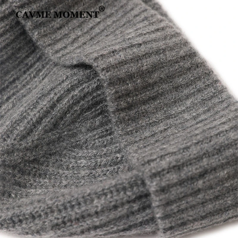 CAVME Pure Cashmere Skullies Beanies Caps Hats Unisex Casual Hats Solid Color for Women Men's Winter Hats