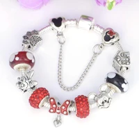 bow tie pendant mickey glass pandora charm diy bracelet color snake bone chain girlfriend valentines day gift