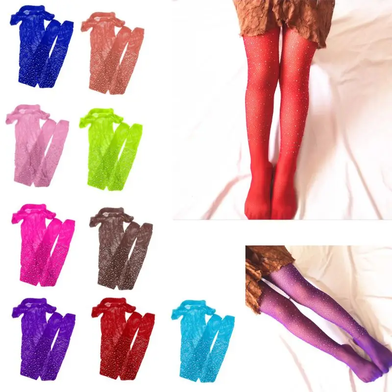 

New Kids Girls Mesh Fishnet Stockings Kids Girls Pantyhose Flash Tights Fish Net 13 Colors